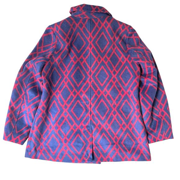C. Wonder Blue Red Geometric Wool Blend Coat NWT - Picture 3 of 8